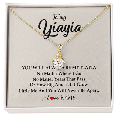 Alluring Beauty Necklace 18K Yellow Gold Finish | Personalized Yiayia Necklace From Grandkids Granddaughter Grandson You Will Always Be My Yiayia Birthday Mothers Day Christmas Customized Gift Box Message Card | siriusteestore