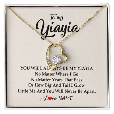 Forever Love Necklace 18K Yellow Gold Finish | Personalized Yiayia Necklace From Grandkids Granddaughter Grandson You Will Always Be My Yiayia Birthday Mothers Day Christmas Customized Gift Box Message Card | siriusteestore