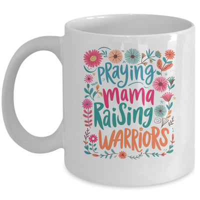 Praying Mama Raising Warriors Christian Mom Boho Floral Mug | siriusteestore