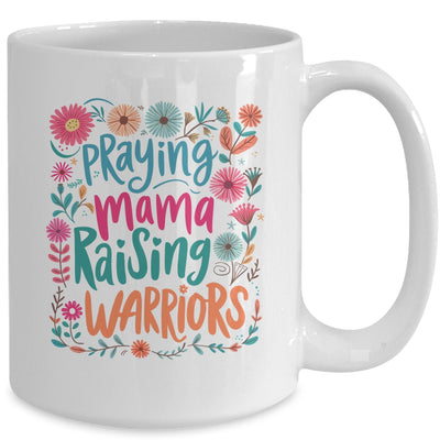 Praying Mama Raising Warriors Christian Mom Boho Floral Mug | siriusteestore