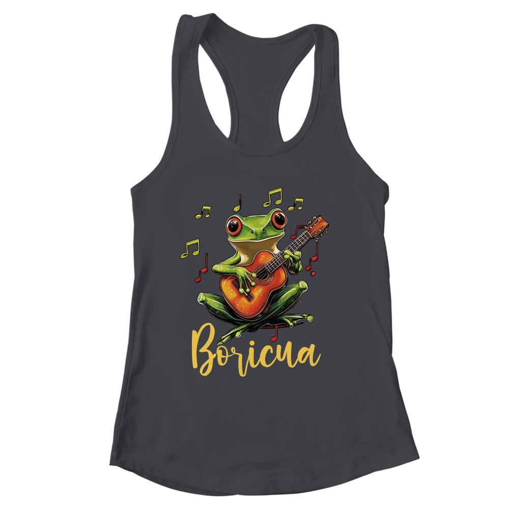 Puerto Rico Coqui Frog Playing Guitar Puerto Rican Boricua Shirt & Tank Top | siriusteestore