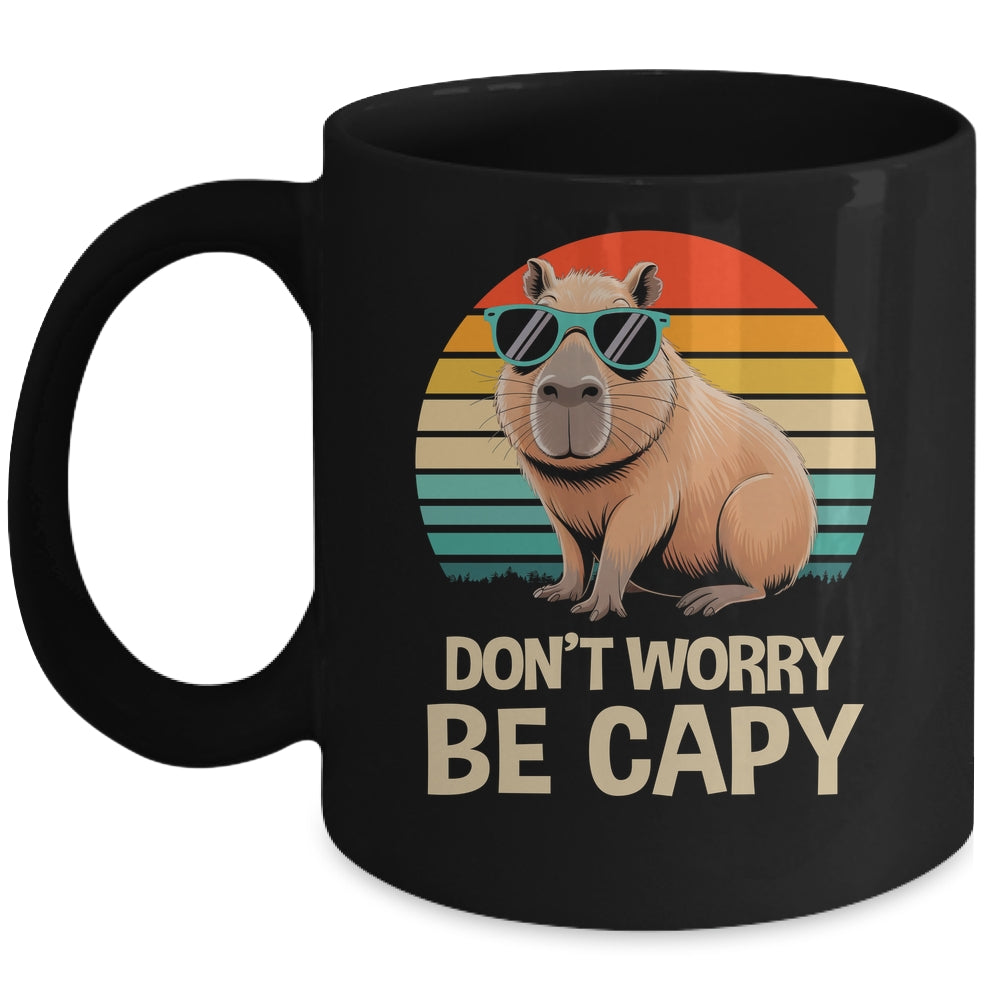 Retro Rodent Funny Capybara Don't Be Worry Be Capy Mug | siriusteestore