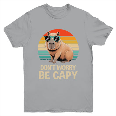 Retro Rodent Funny Capybara Don't Be Worry Be Capy Youth Shirt | siriusteestore