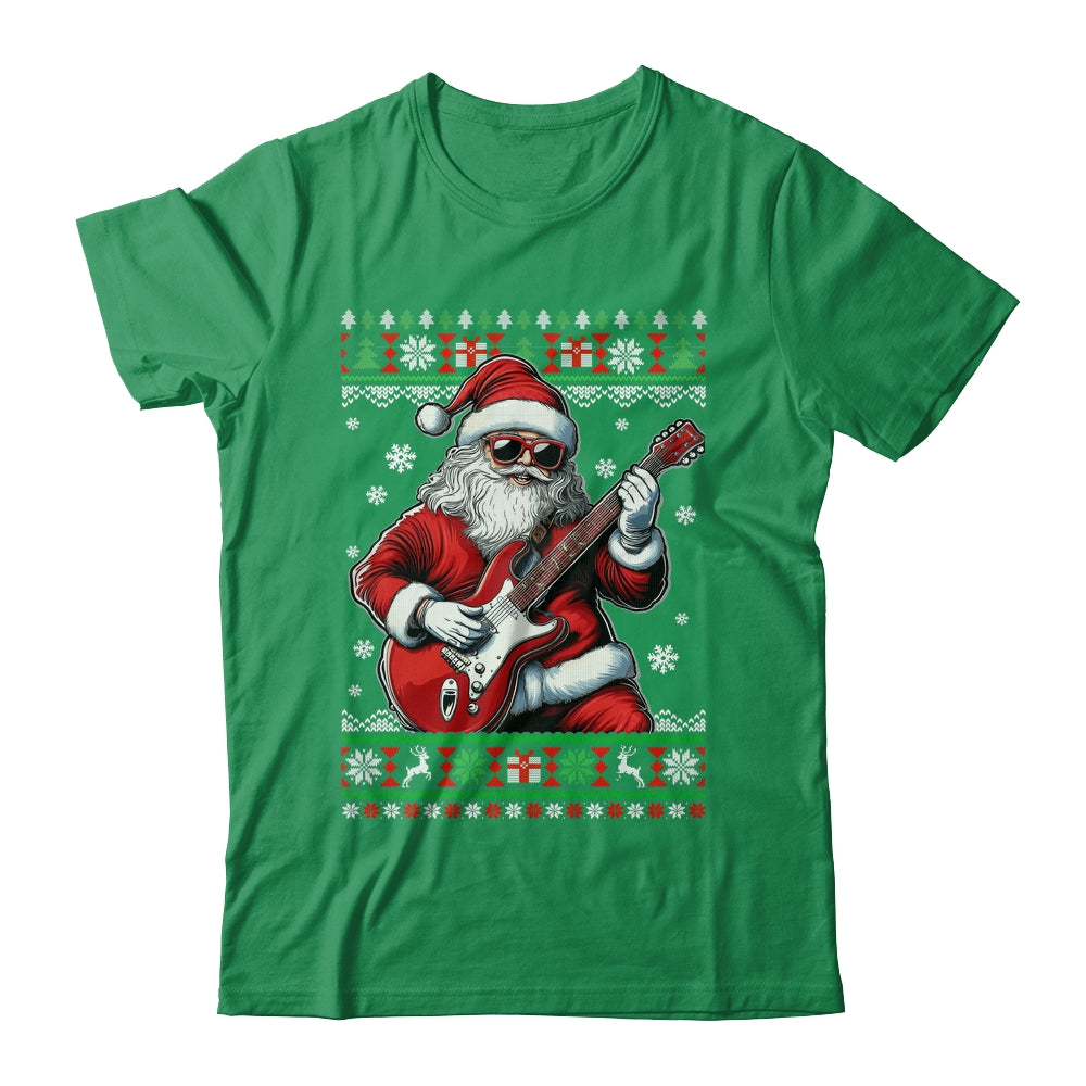 Santa Claus Playing Guitar Musician Guitarist Ugly Christmas Shirt & Sweatshirt | siriusteestore