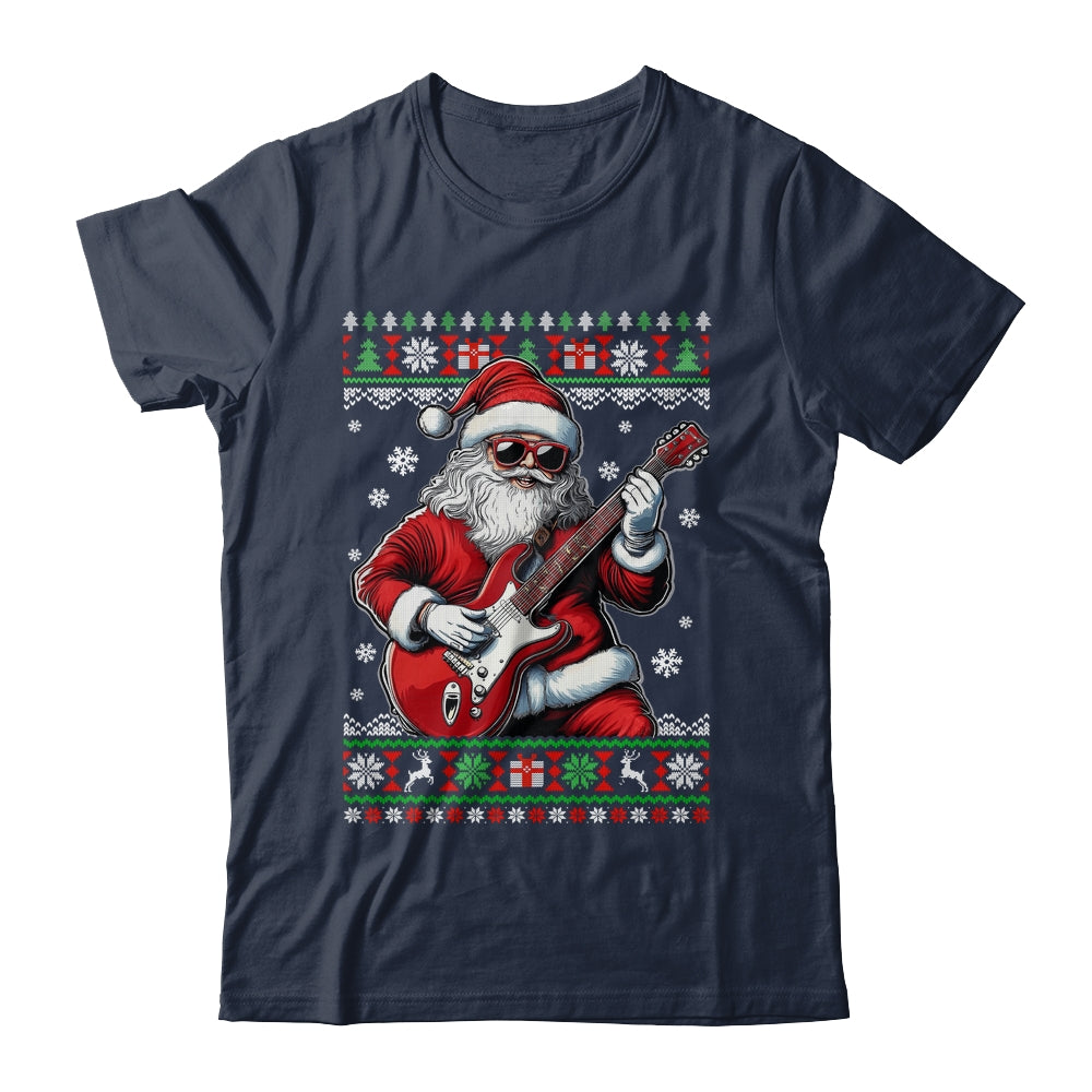 Santa Claus Playing Guitar Musician Guitarist Ugly Christmas Shirt & Sweatshirt | siriusteestore