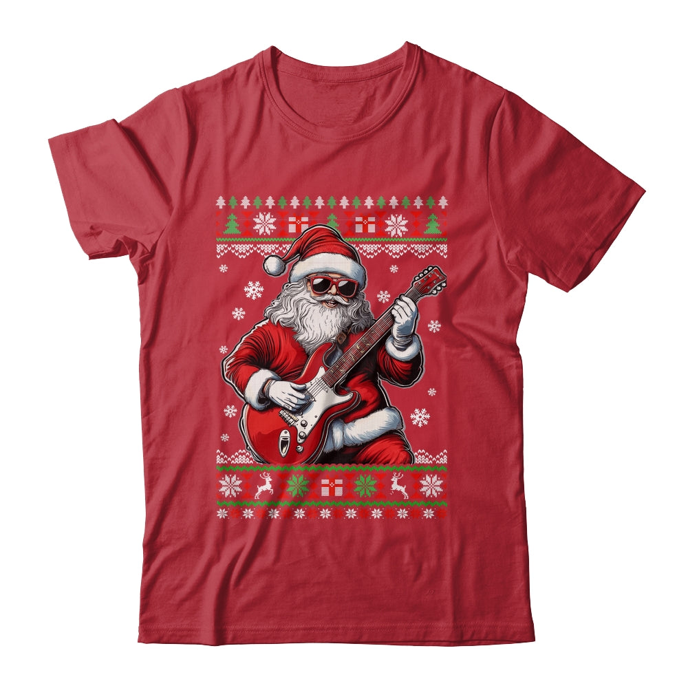 Santa Claus Playing Guitar Musician Guitarist Ugly Christmas Shirt & Sweatshirt | siriusteestore