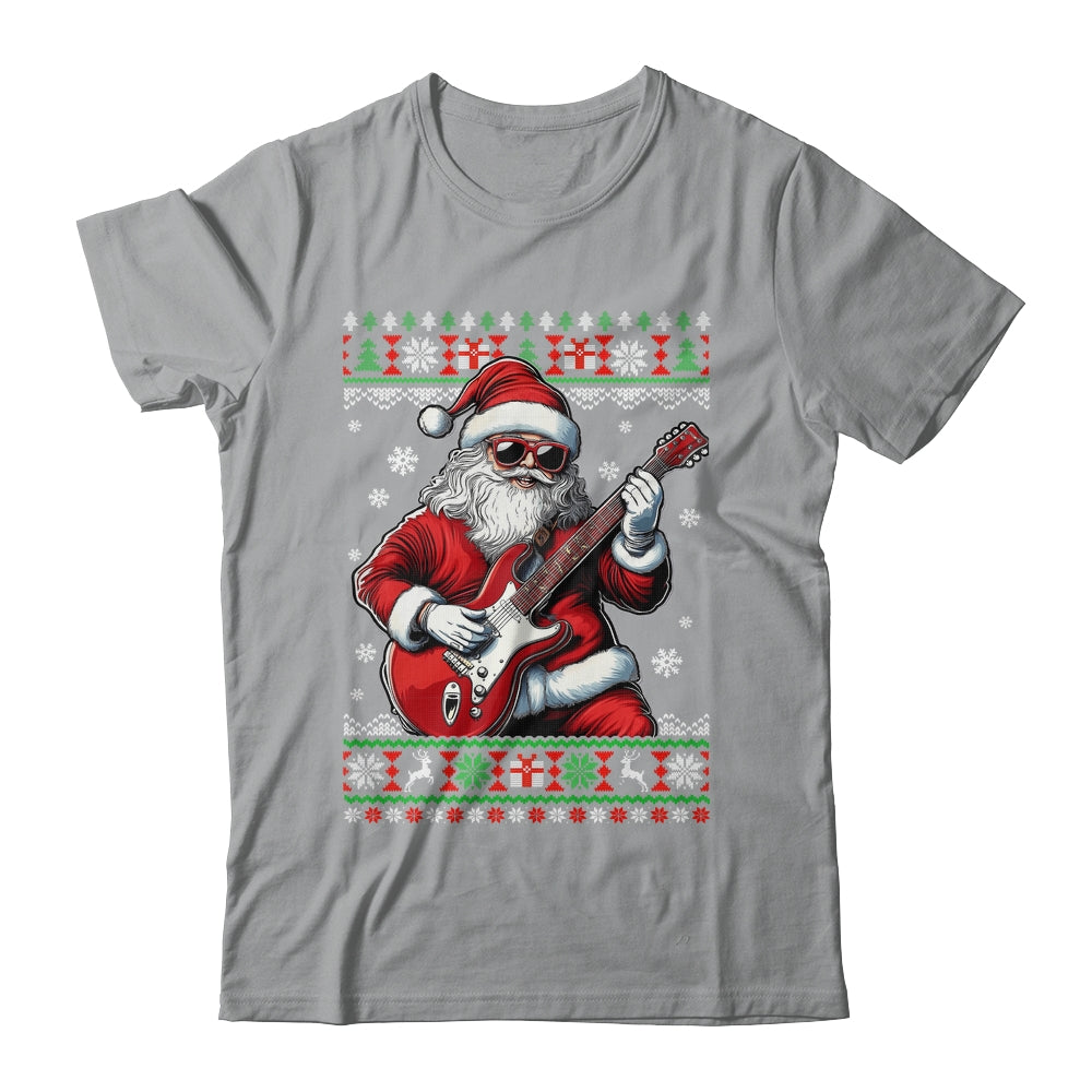 Santa Claus Playing Guitar Musician Guitarist Ugly Christmas Shirt & Sweatshirt | siriusteestore
