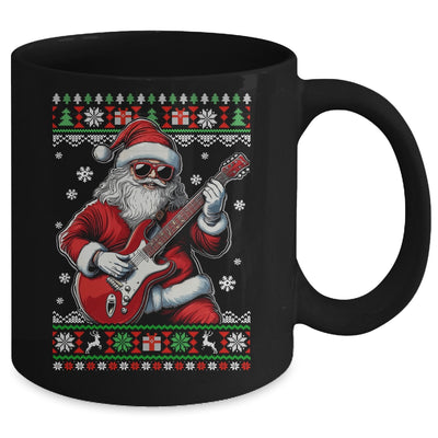 Santa Claus Playing Guitar Musician Guitarist Ugly Christmas Mug | siriusteestore