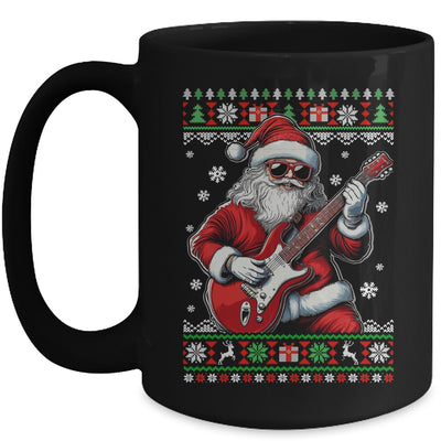 Santa Claus Playing Guitar Musician Guitarist Ugly Christmas Mug | siriusteestore