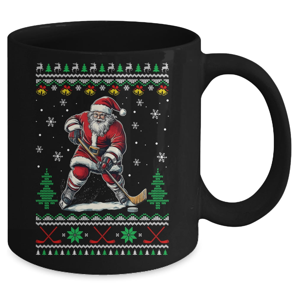Santa Claus Playing Ice Hockey Ugly Christmas Hockey Player Mug | siriusteestore