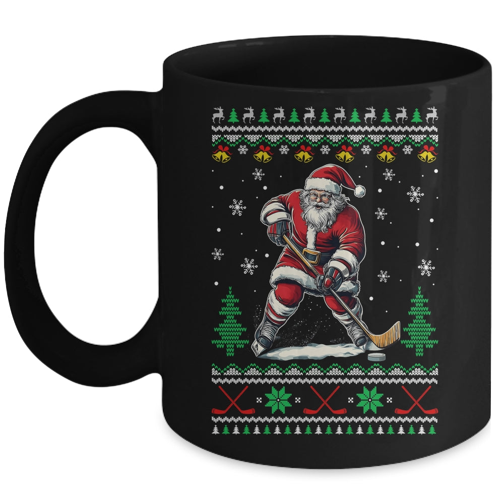 Santa Claus Playing Ice Hockey Ugly Christmas Hockey Player Mug | siriusteestore