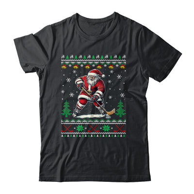 Santa Claus Playing Ice Hockey Ugly Christmas Hockey Player Shirt & Sweatshirt | siriusteestore