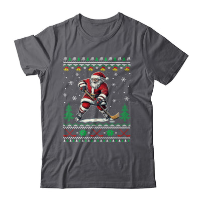 Santa Claus Playing Ice Hockey Ugly Christmas Hockey Player Shirt & Sweatshirt | siriusteestore