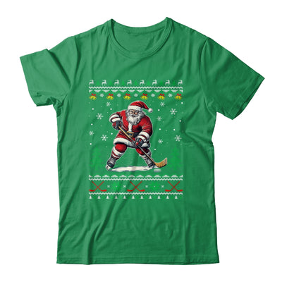 Santa Claus Playing Ice Hockey Ugly Christmas Hockey Player Shirt & Sweatshirt | siriusteestore