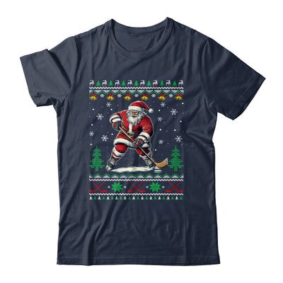 Santa Claus Playing Ice Hockey Ugly Christmas Hockey Player Shirt & Sweatshirt | siriusteestore