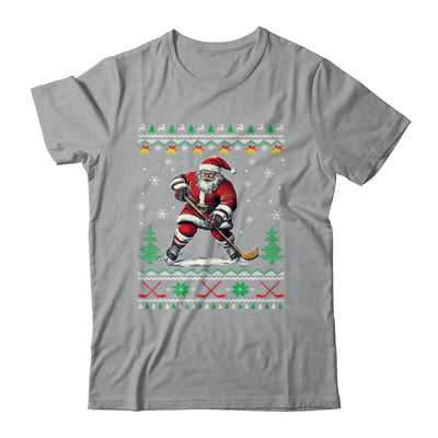 Santa Claus Playing Ice Hockey Ugly Christmas Hockey Player Shirt & Sweatshirt | siriusteestore