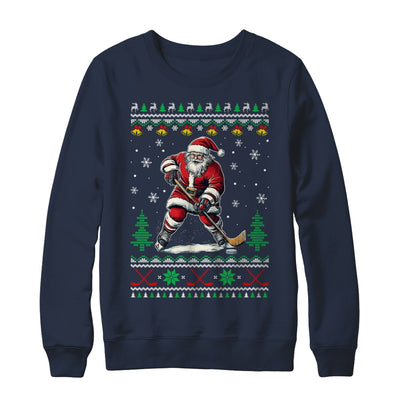 Santa Claus Playing Ice Hockey Ugly Christmas Hockey Player Shirt & Sweatshirt | siriusteestore