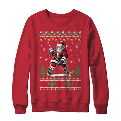 Santa Claus Playing Ice Hockey Ugly Christmas Hockey Player Shirt & Sweatshirt | siriusteestore