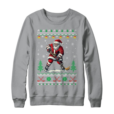 Santa Claus Playing Ice Hockey Ugly Christmas Hockey Player Shirt & Sweatshirt | siriusteestore
