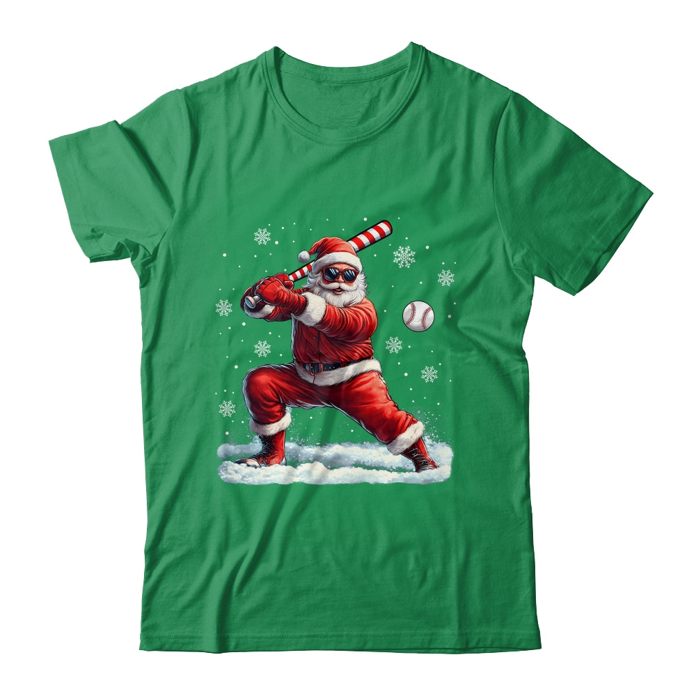 Santa Playing Baseball Christmas Baseball Player Men Boys Xmas Shirt & Sweatshirt | siriusteestore