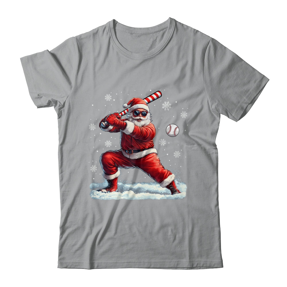 Santa Playing Baseball Christmas Baseball Player Men Boys Xmas Shirt & Sweatshirt | siriusteestore