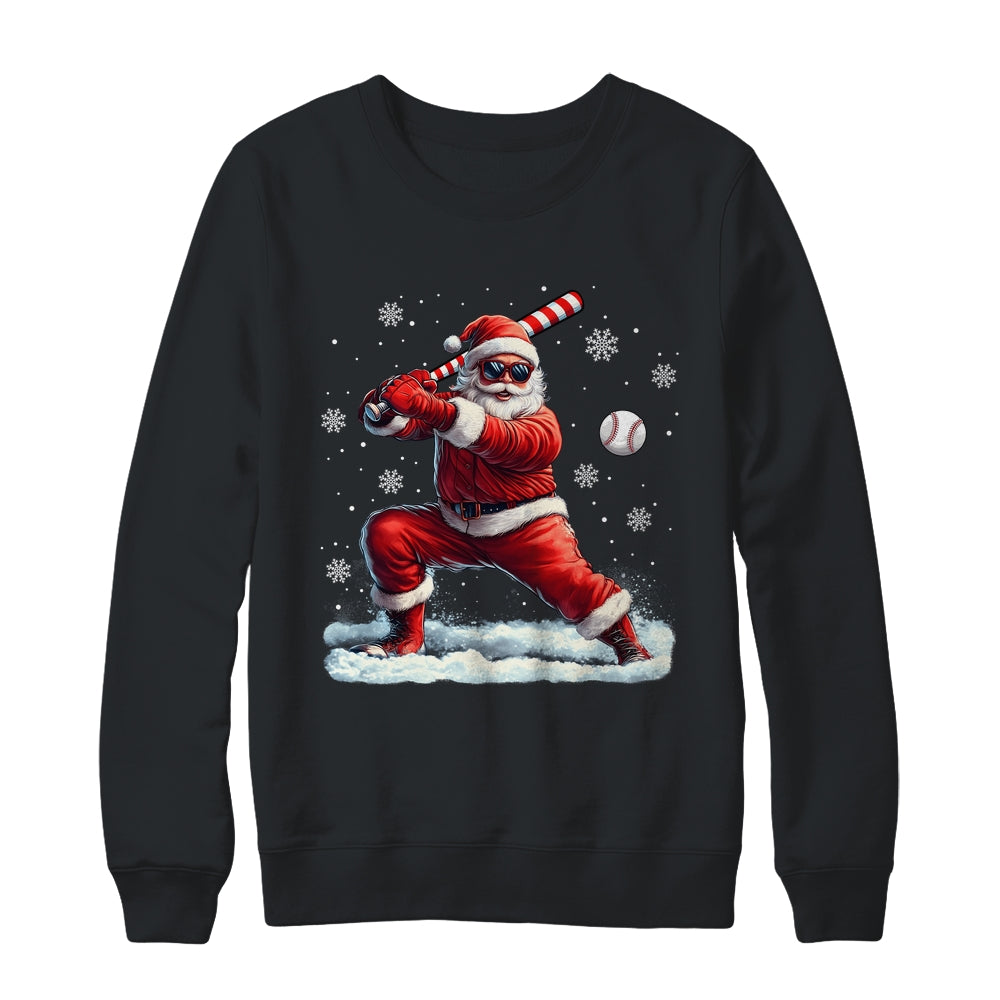 Santa Playing Baseball Christmas Baseball Player Men Boys Xmas Shirt & Sweatshirt | siriusteestore