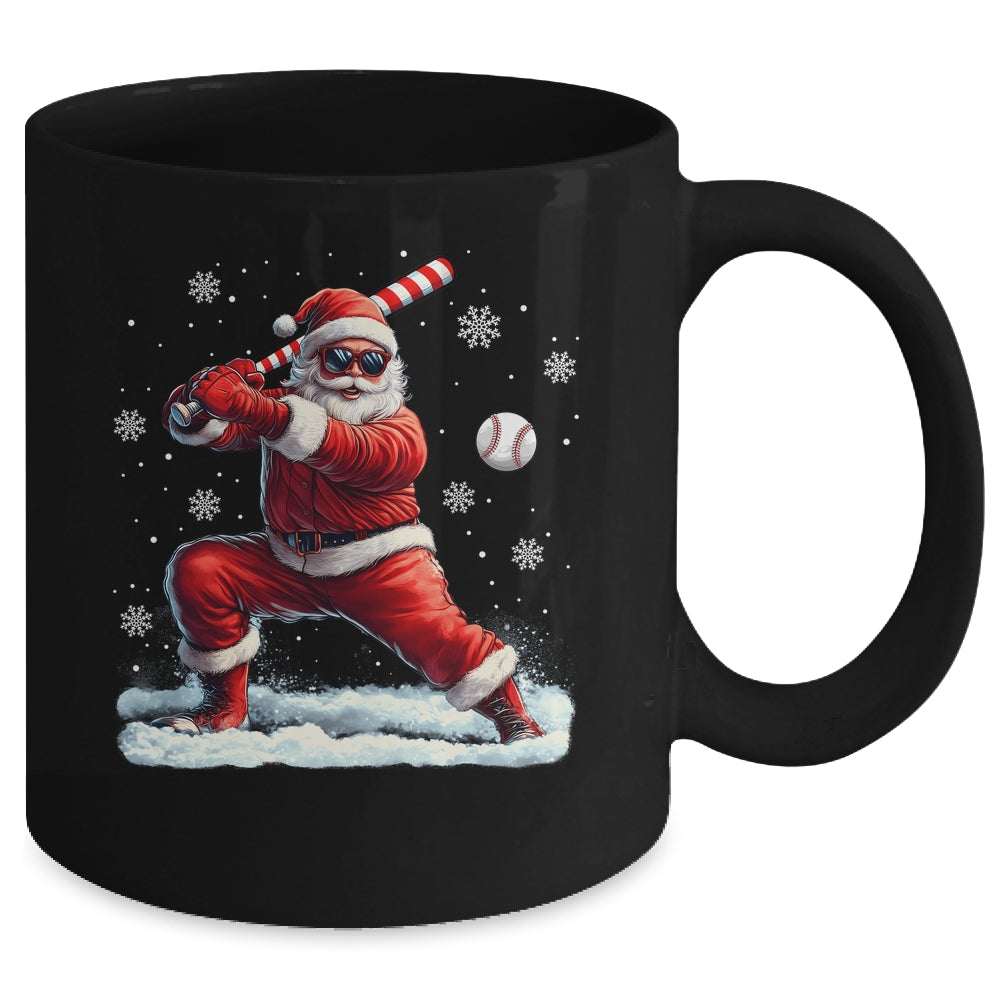 Santa Playing Baseball Christmas Baseball Player Men Boys Xmas Mug | siriusteestore