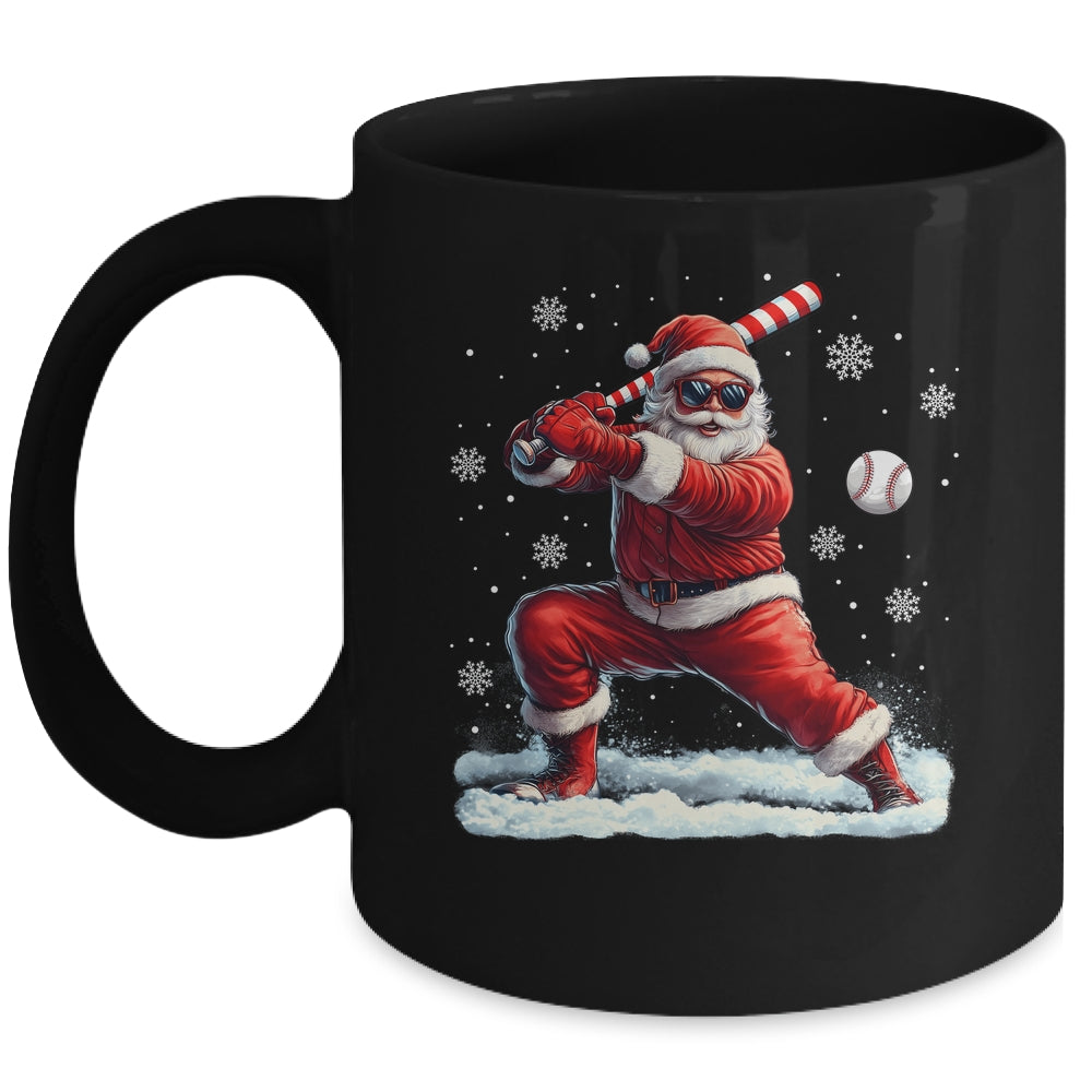 Santa Playing Baseball Christmas Baseball Player Men Boys Xmas Mug | siriusteestore