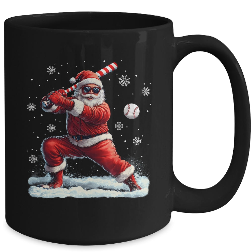 Santa Playing Baseball Christmas Baseball Player Men Boys Xmas Mug | siriusteestore