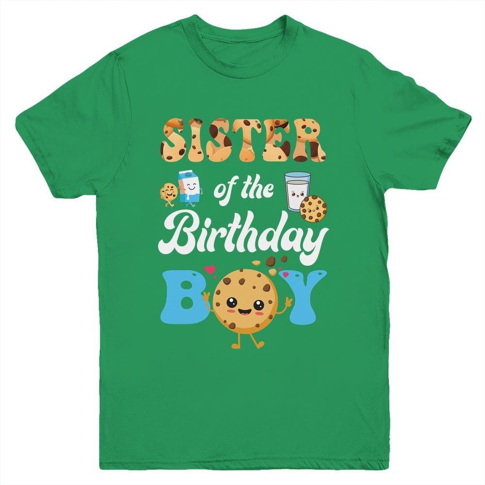 Sister Of The Birthday Boy Milk And Cookies 1st Birthday Youth Shirt | siriusteestore