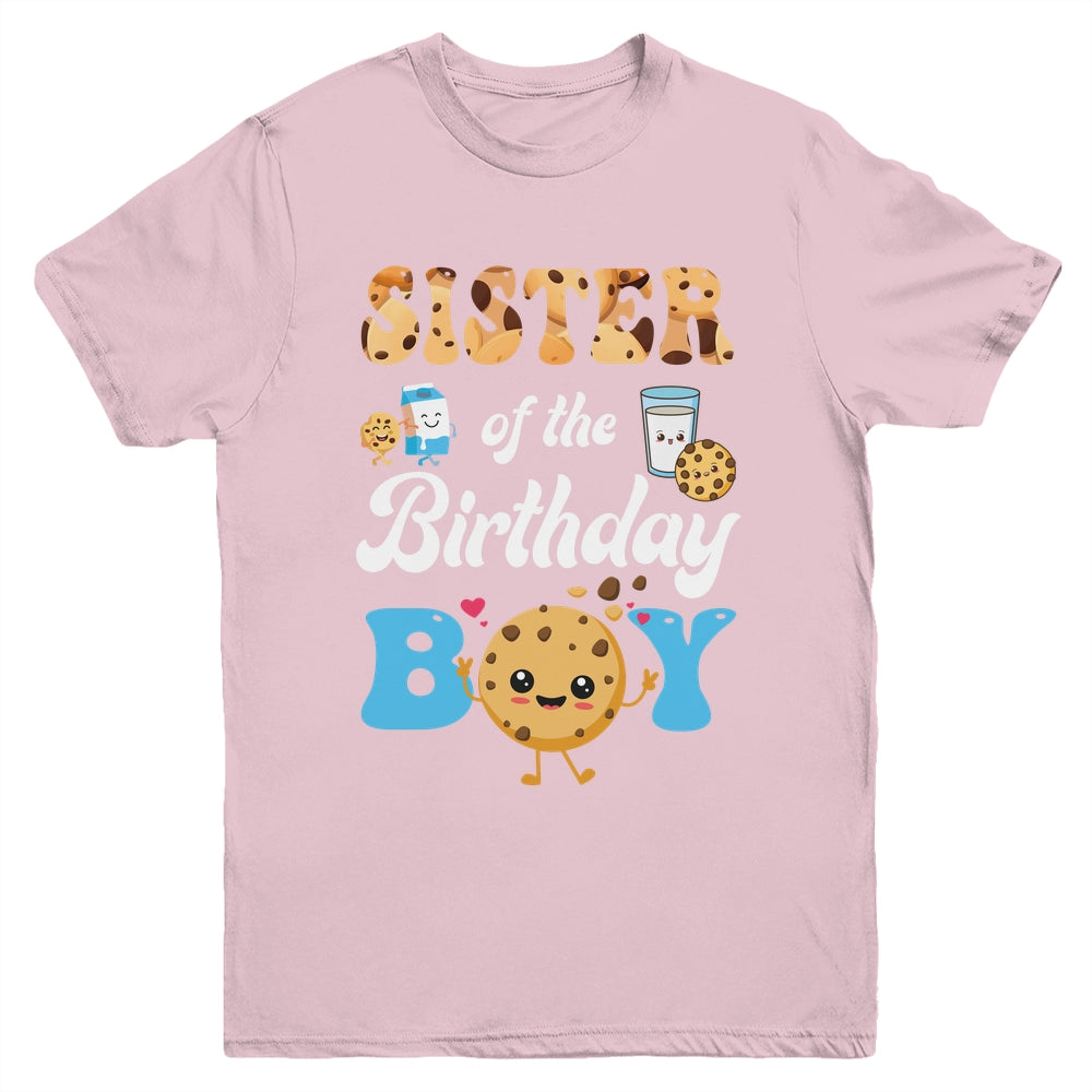 Sister Of The Birthday Boy Milk And Cookies 1st Birthday Youth Shirt | siriusteestore