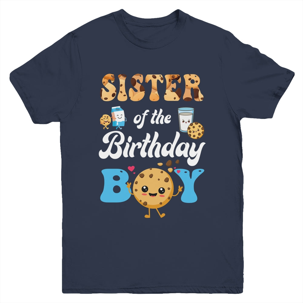 Sister Of The Birthday Boy Milk And Cookies 1st Birthday Youth Shirt | siriusteestore