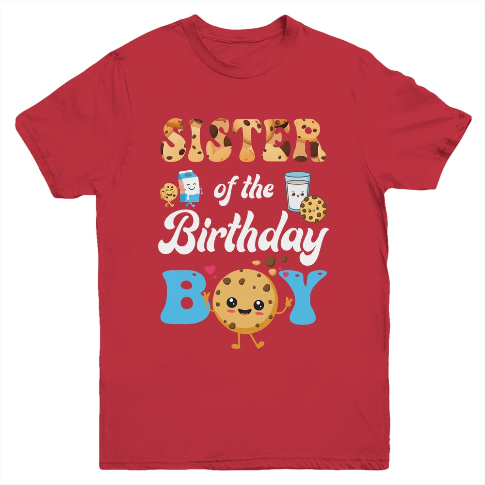 Sister Of The Birthday Boy Milk And Cookies 1st Birthday Youth Shirt | siriusteestore
