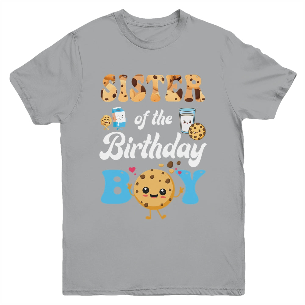 Sister Of The Birthday Boy Milk And Cookies 1st Birthday Youth Shirt | siriusteestore