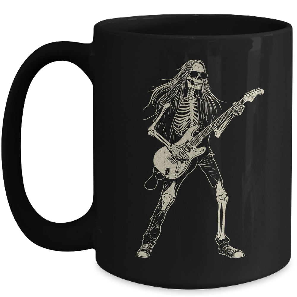 Skeleton Playing Guitar Graphic Rock And Roll Band Rock On Mug | siriusteestore