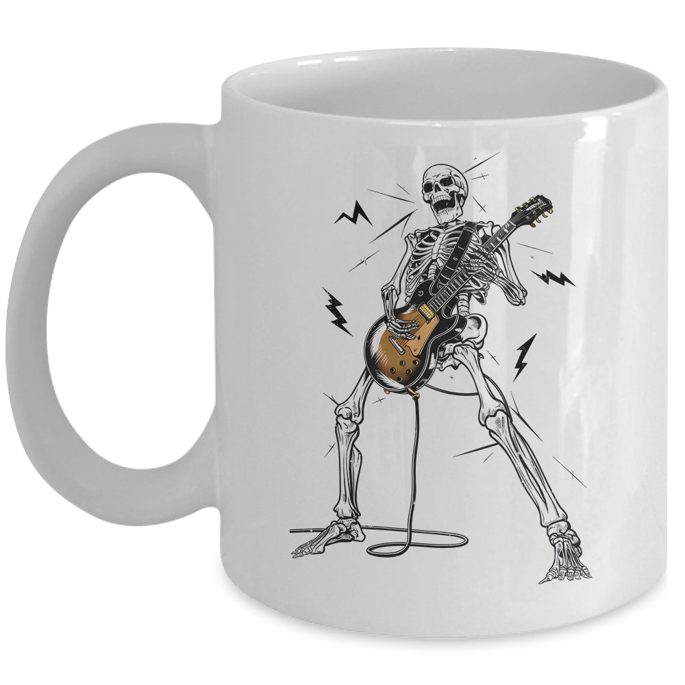 Skeleton Playing Guitar Rock And Roll Graphic Band Mug | siriusteestore