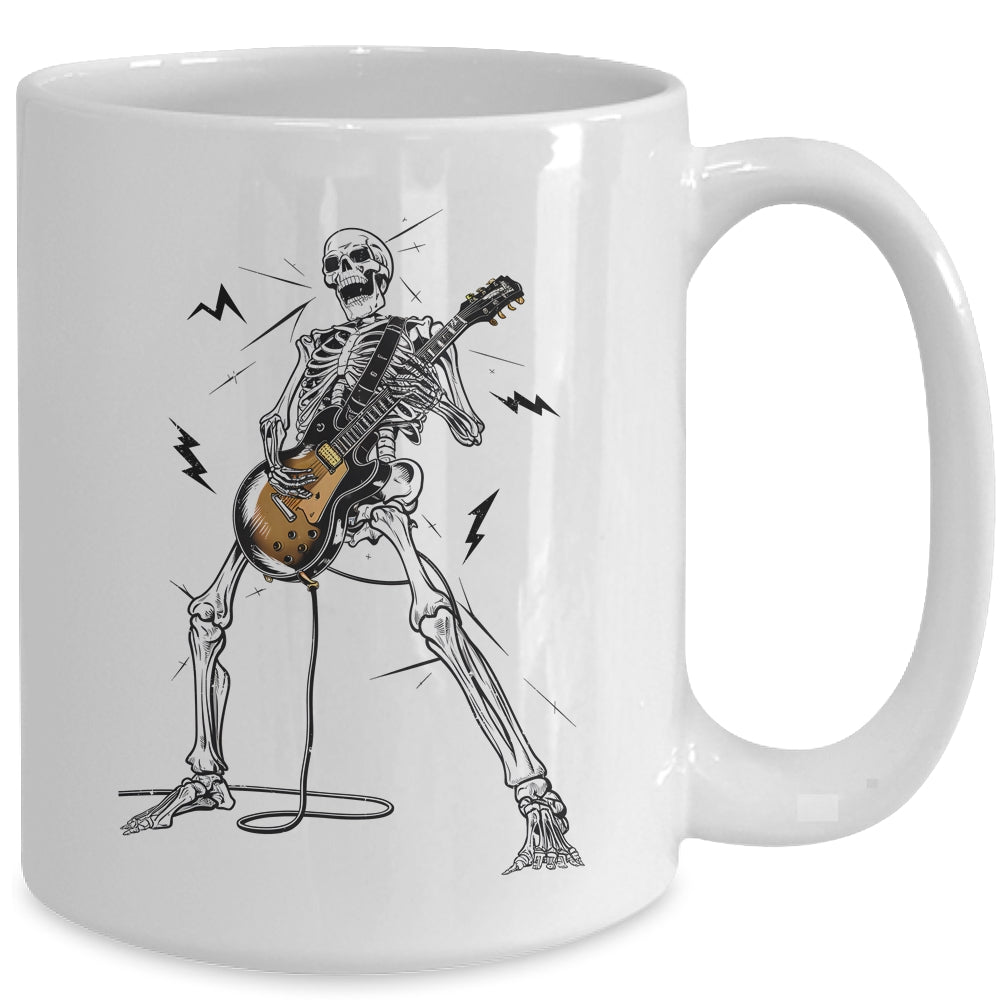 Skeleton Playing Guitar Rock And Roll Graphic Band Mug | siriusteestore