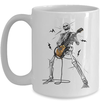 Skeleton Playing Guitar Rock And Roll Graphic Band Mug | siriusteestore