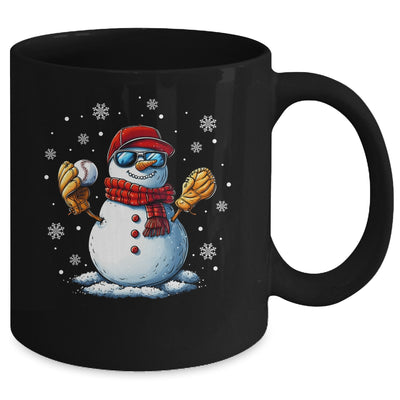 Snowman Playing Baseball As Pitcher Boys Men Christmas Mug | siriusteestore