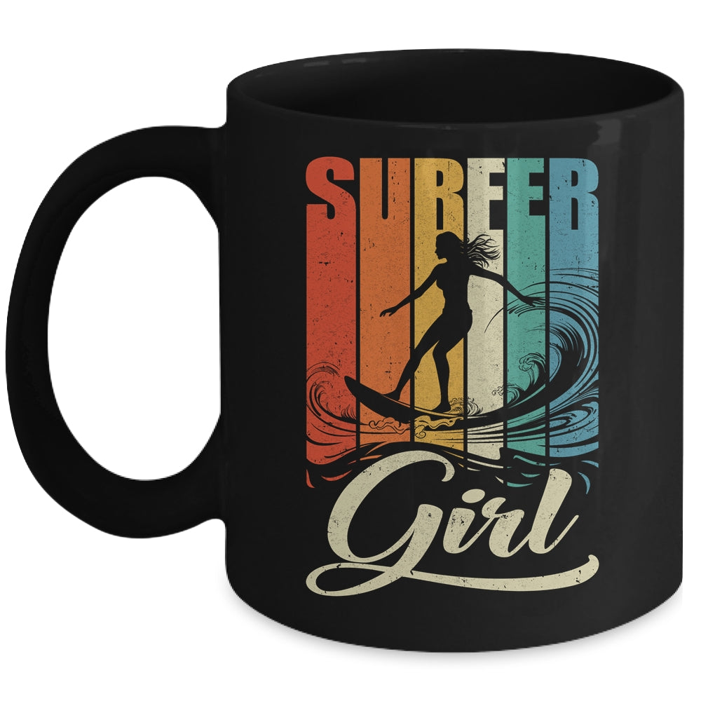 Surfer Girl Vintage Waves Surfing Trainer Surfboard Lover Mug | siriusteestore