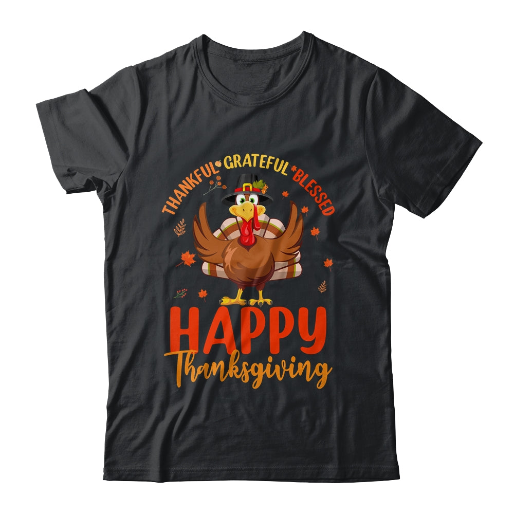 Thankful Grateful Blessed Thanksgiving Turkey Women Girls Shirt & Hoodie | siriusteestore