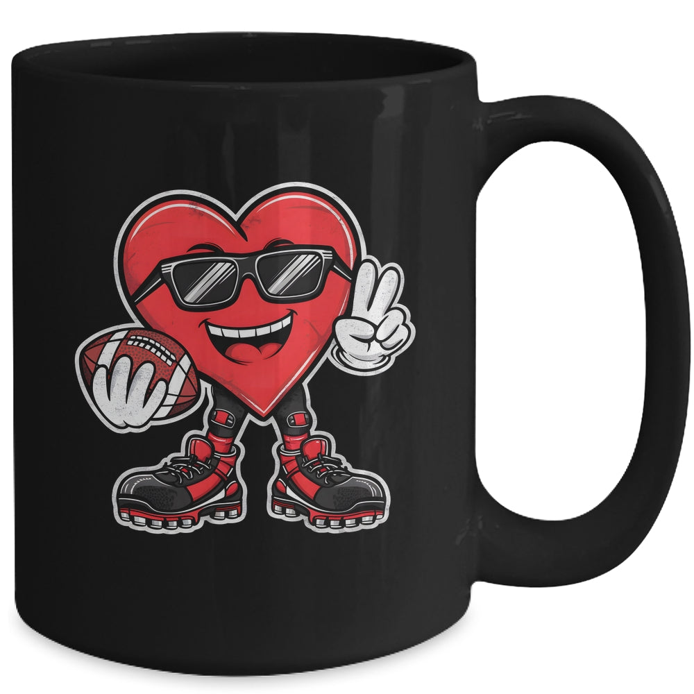 Valentine's Day Heart Playing Football Boys Girls Kids Mug | siriusteestore
