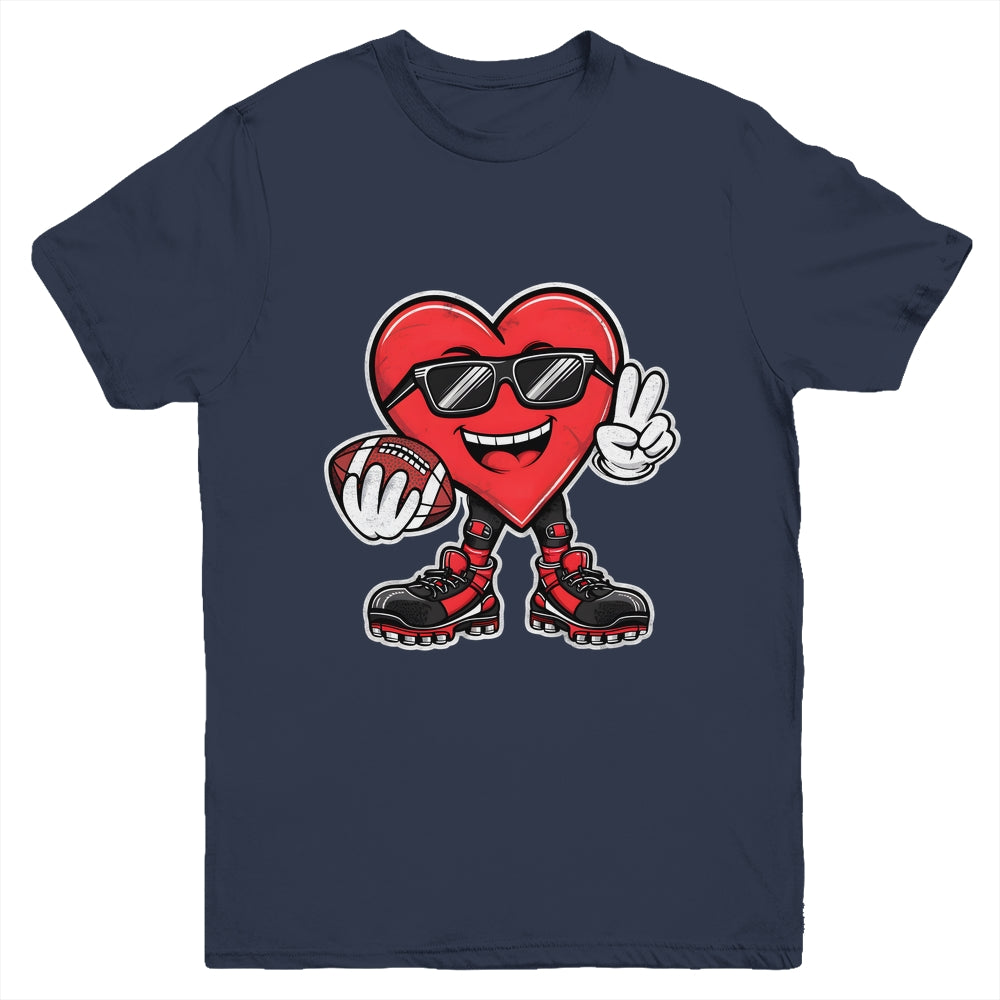 Valentine's Day Heart Playing Football Boys Girls Kids Youth Shirt | siriusteestore