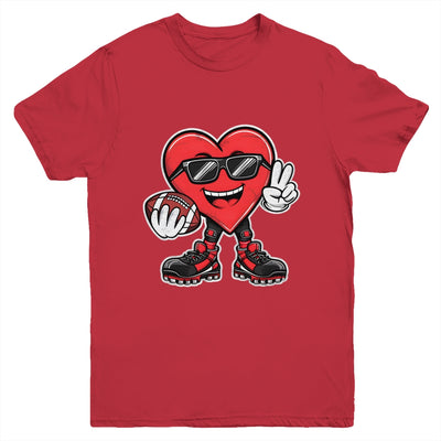 Valentine's Day Heart Playing Football Boys Girls Kids Youth Shirt | siriusteestore
