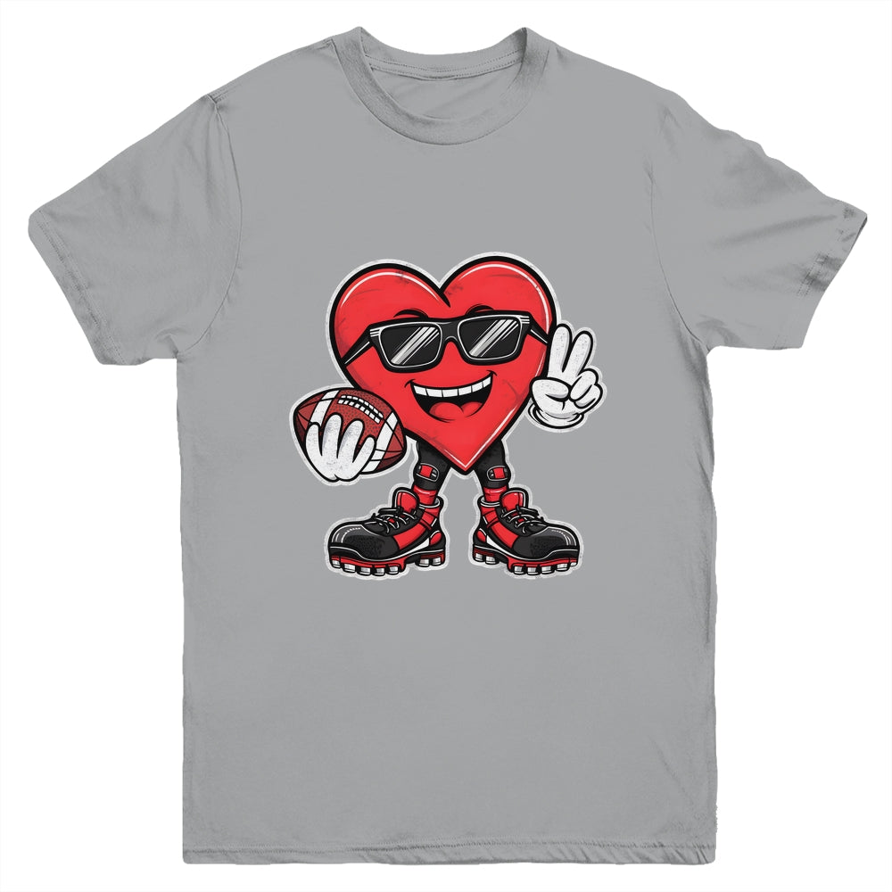 Valentine's Day Heart Playing Football Boys Girls Kids Youth Shirt | siriusteestore