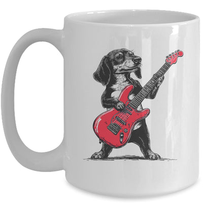 Vintage Dachshund Weenie Playing Guitar Rocking Dog Lover Mug | siriusteestore