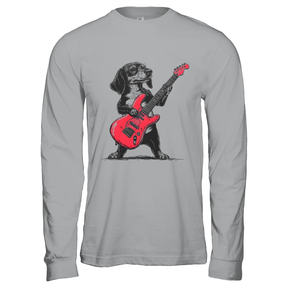 Vintage Dachshund Weenie Playing Guitar Rocking Dog Lover Shirt & Hoodie | siriusteestore