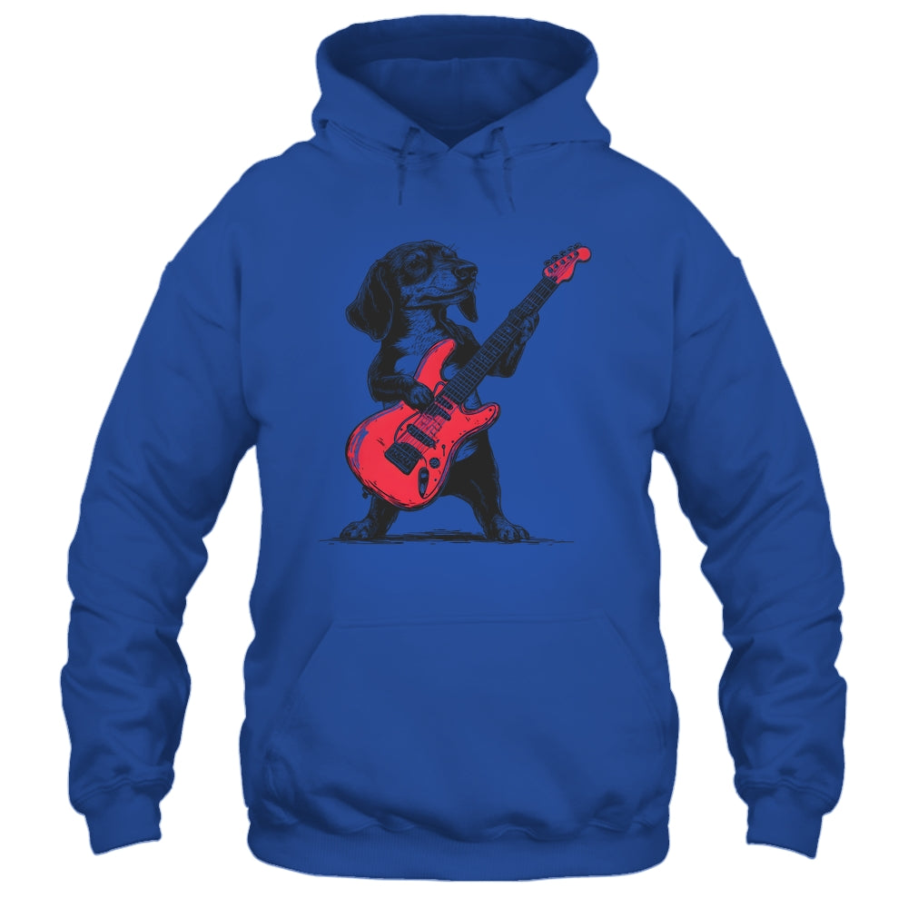 Vintage Dachshund Weenie Playing Guitar Rocking Dog Lover Shirt & Hoodie | siriusteestore