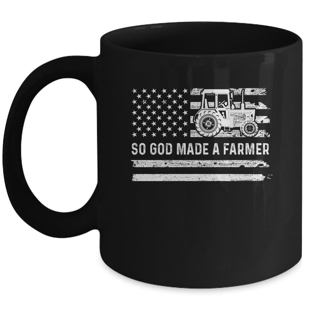 American Flag Tractor So God Made A Farmer Mug | siriusteestore