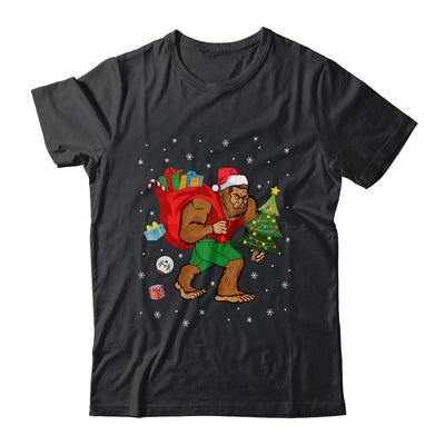 Bigfoot Santa Carrying Christmas Bag Xmas Hat Shirt & Sweatshirt | siriusteestore
